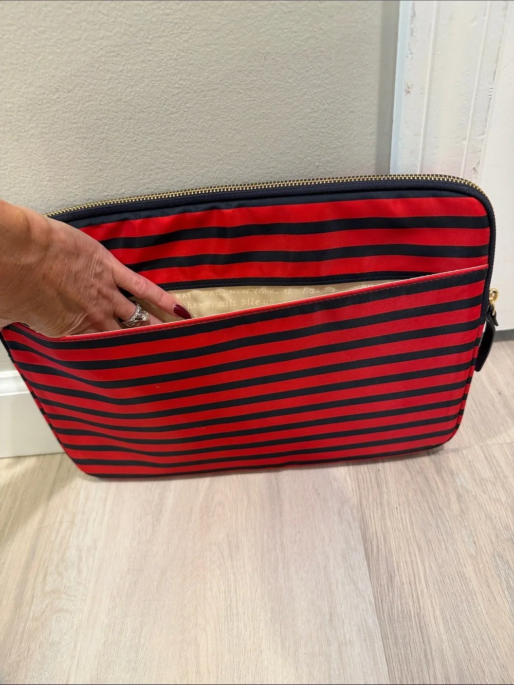 Kate Spade New York Red Blue Stripe Laptop computer Case